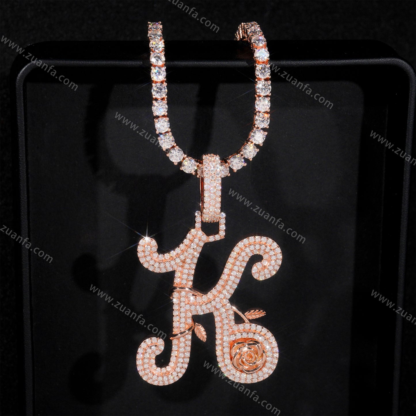 Custom Letter K Moissanite Pendant