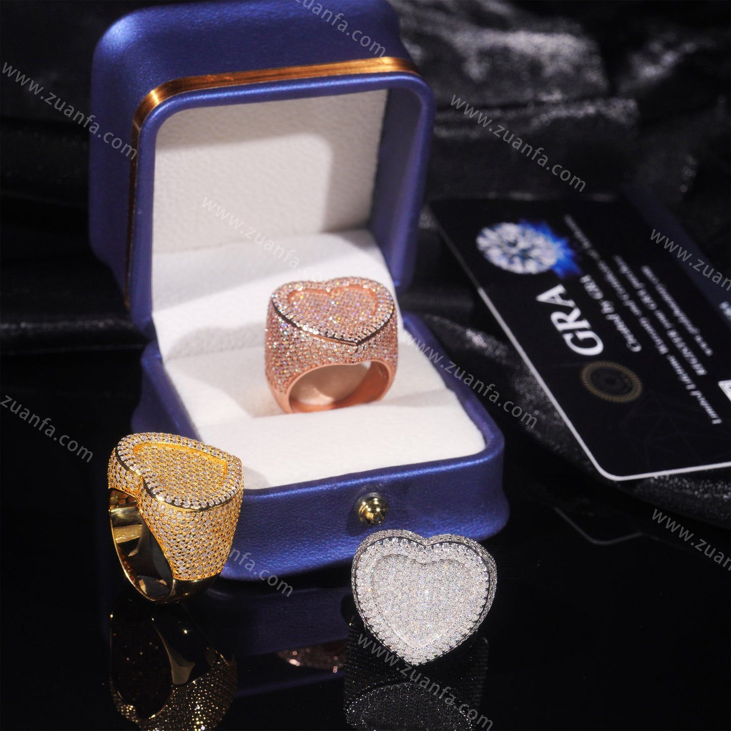 Hip Hop Moissanite Heart Ring
