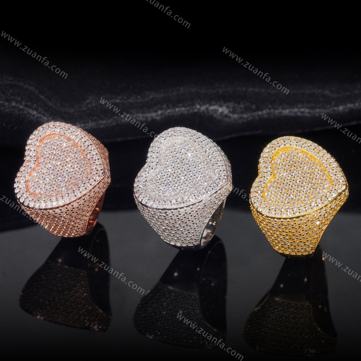 Hip Hop Moissanite Heart Ring
