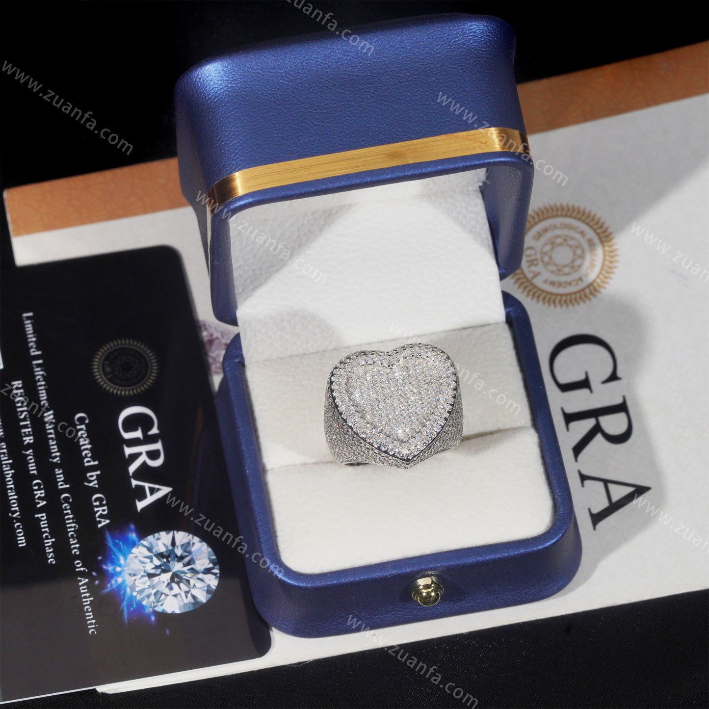 Hip Hop Moissanite Heart Ring