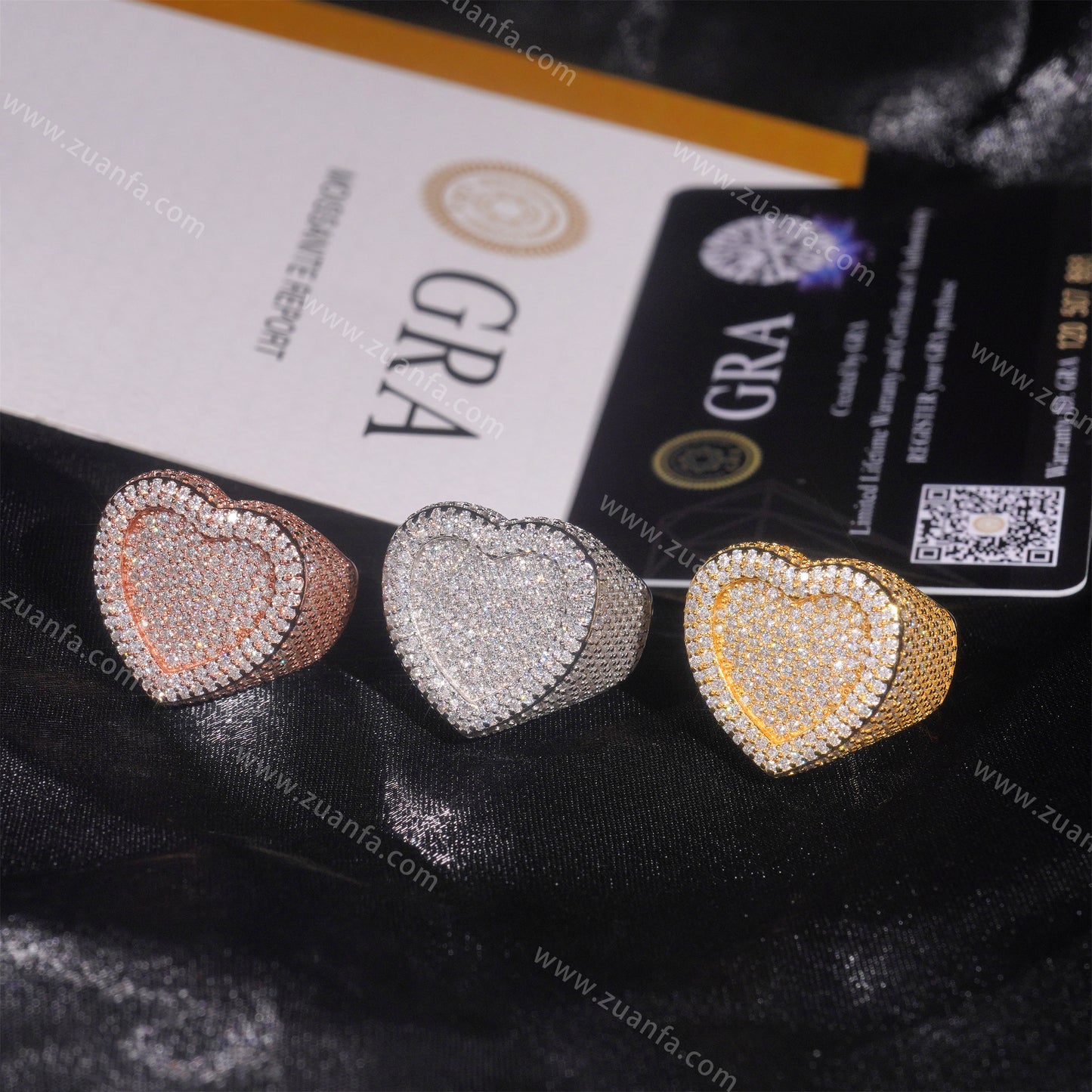 Hip Hop Moissanite Heart Ring