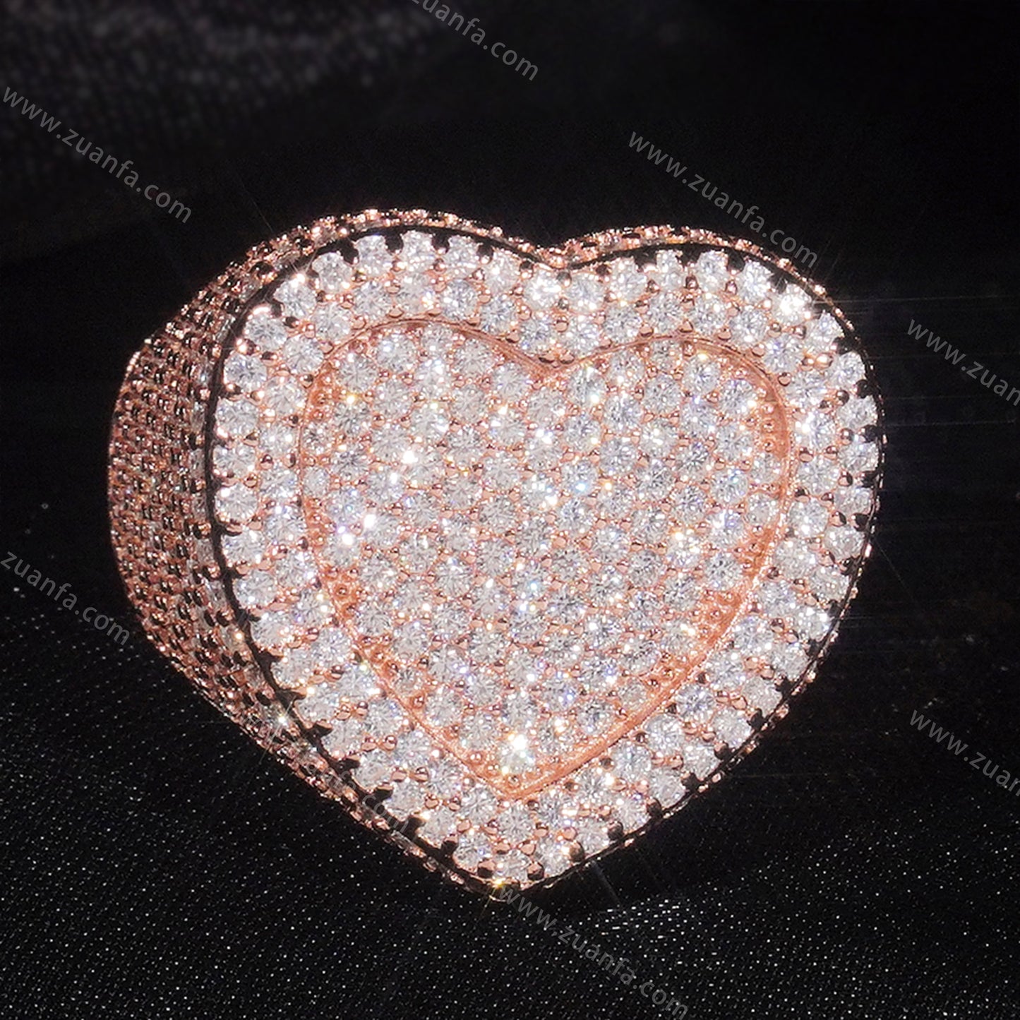 Hip Hop Moissanite Heart Ring
