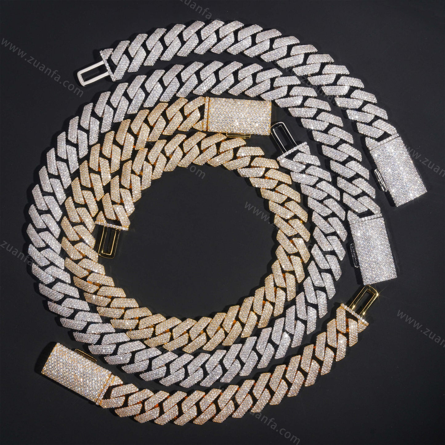 Four Row Diamond 18MM Cuban Link Chain