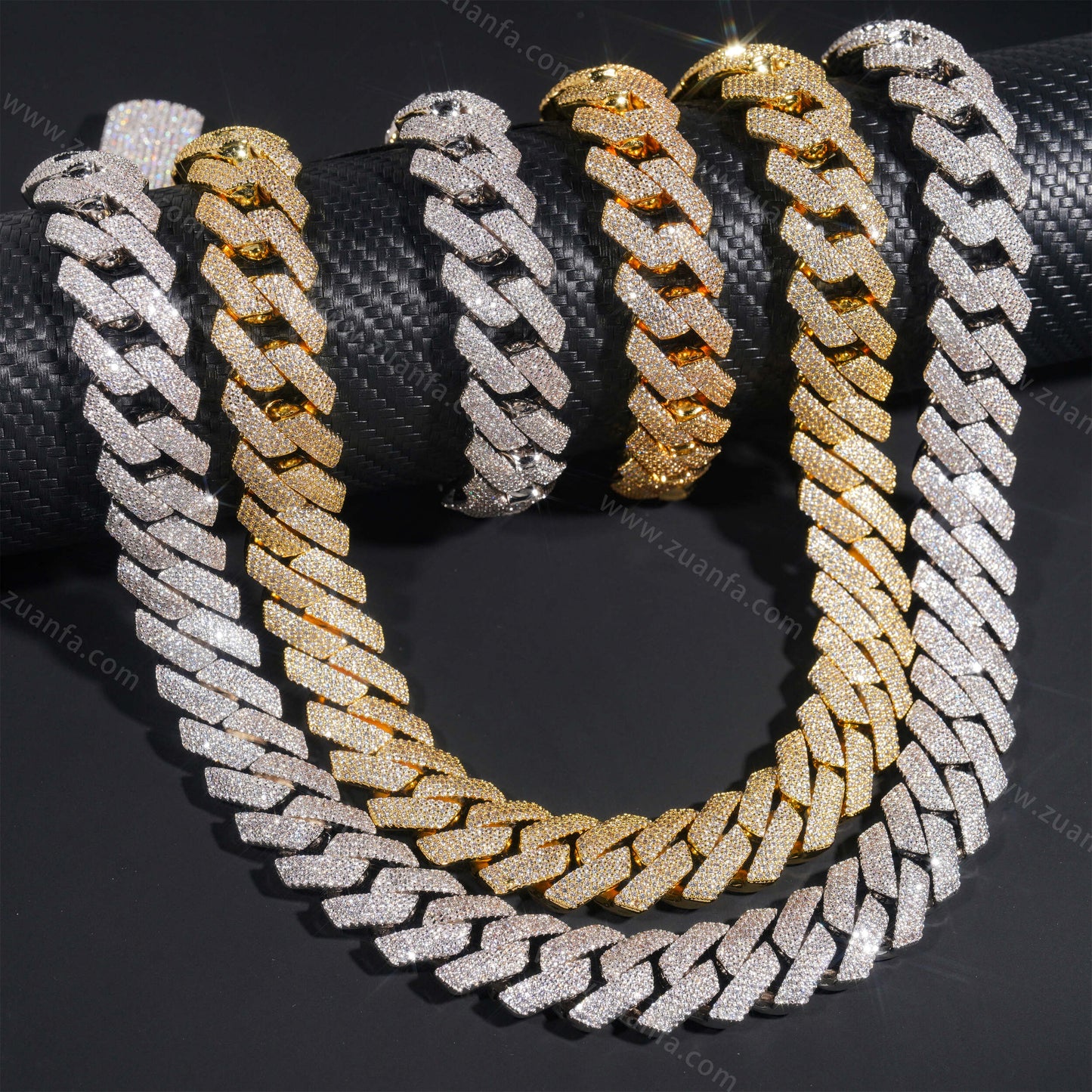 Four Row Diamond 18MM Cuban Link Chain