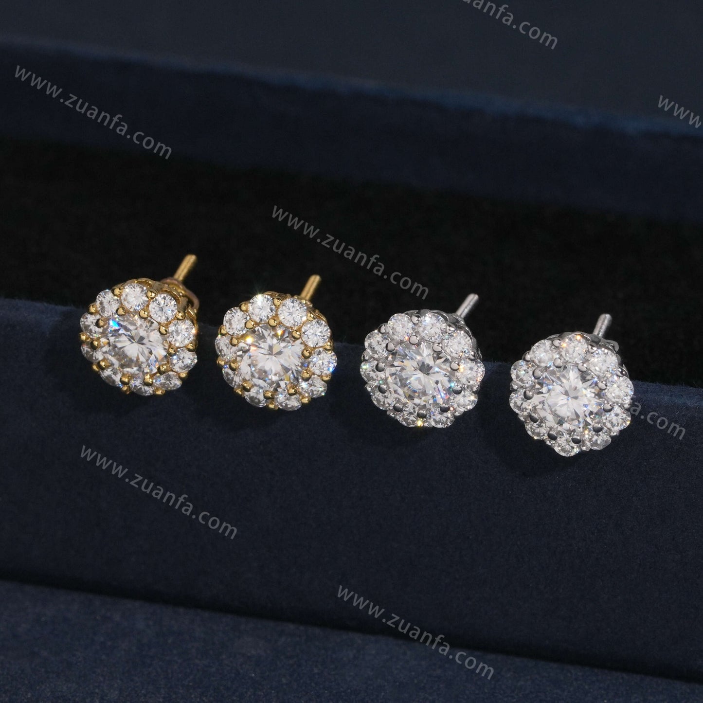Zuanfa Jewelry Cluster Hip Hop Moissanite Earrings