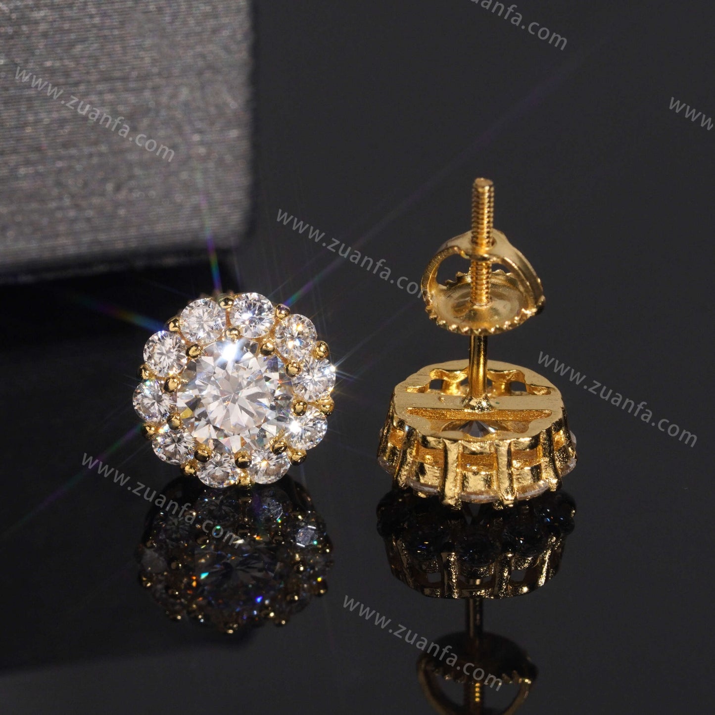 Zuanfa Jewelry Cluster Hip Hop Moissanite Earrings