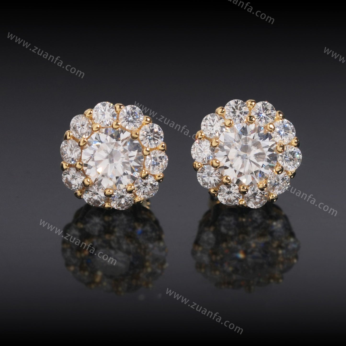 Zuanfa Jewelry Cluster Hip Hop Moissanite Earrings