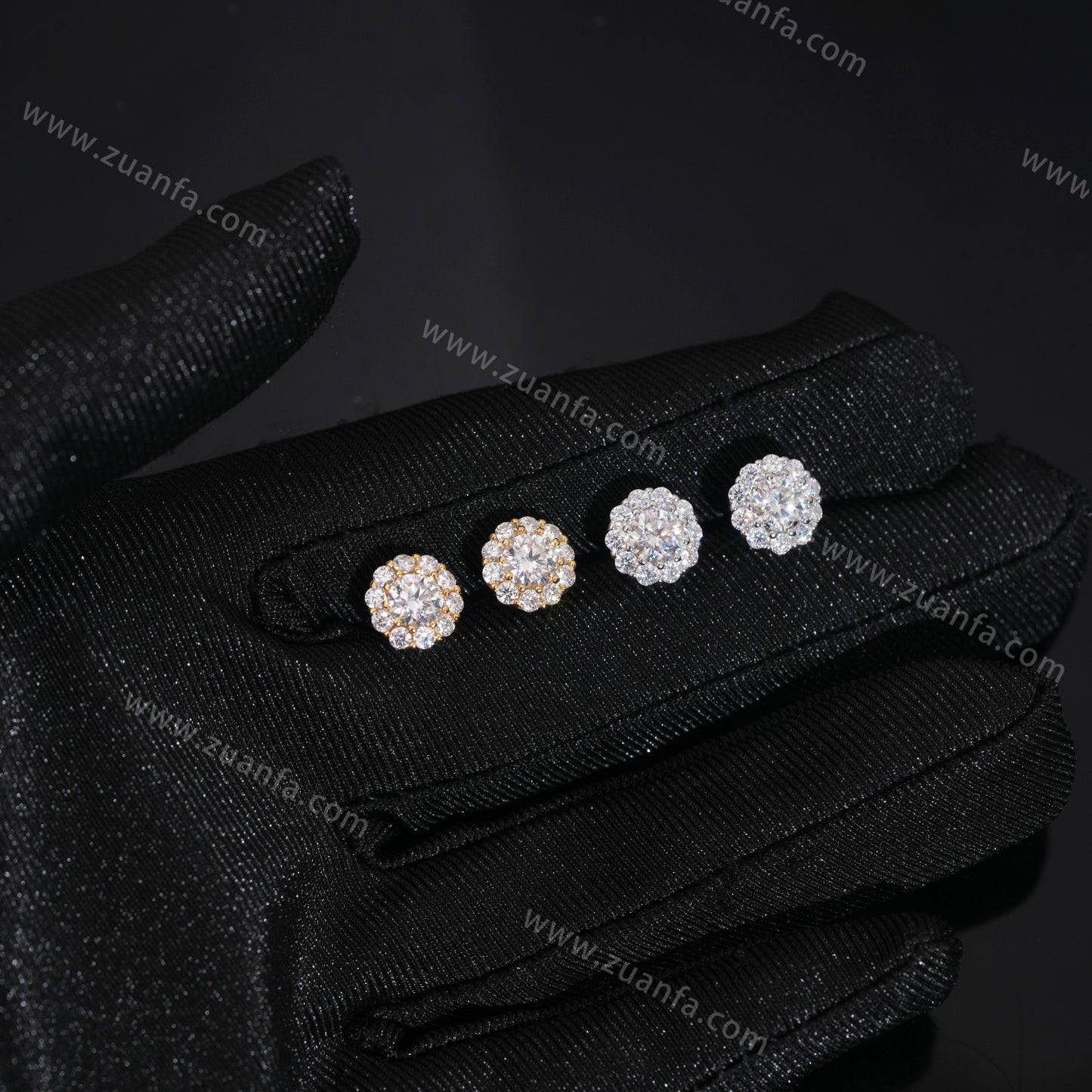 Zuanfa Jewelry Cluster Hip Hop Moissanite Earrings