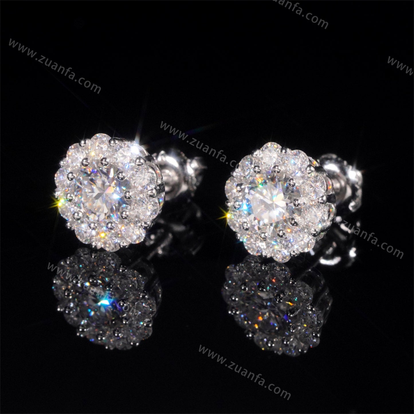 Zuanfa Jewelry Cluster Hip Hop Moissanite Earrings