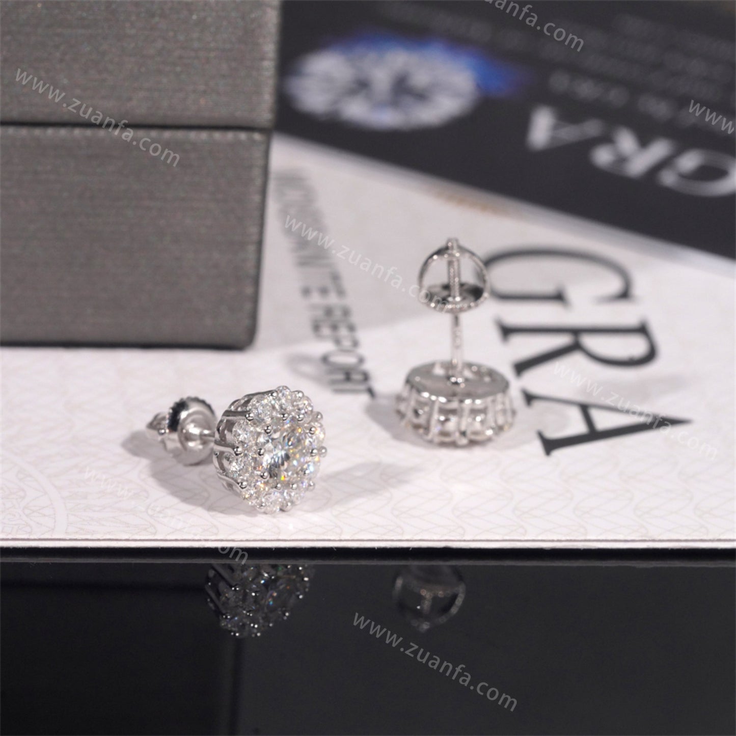 Zuanfa Jewelry Cluster Hip Hop Moissanite Earrings