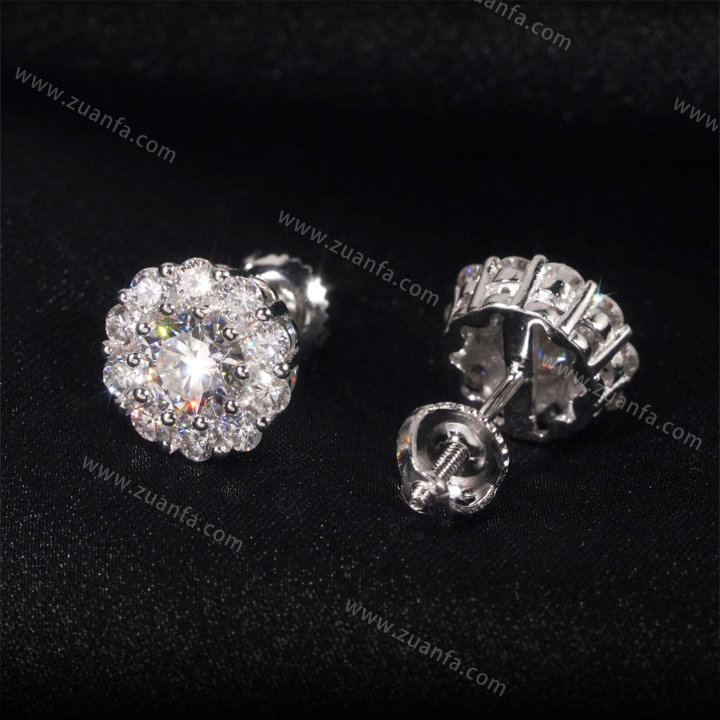 Zuanfa Jewelry Cluster Hip Hop Moissanite Earrings