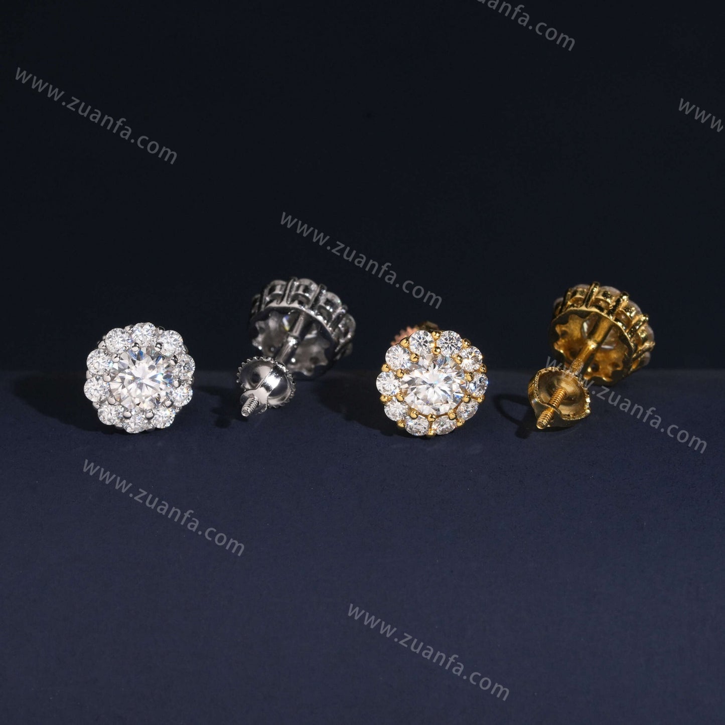 Zuanfa Jewelry Cluster Hip Hop Moissanite Earrings