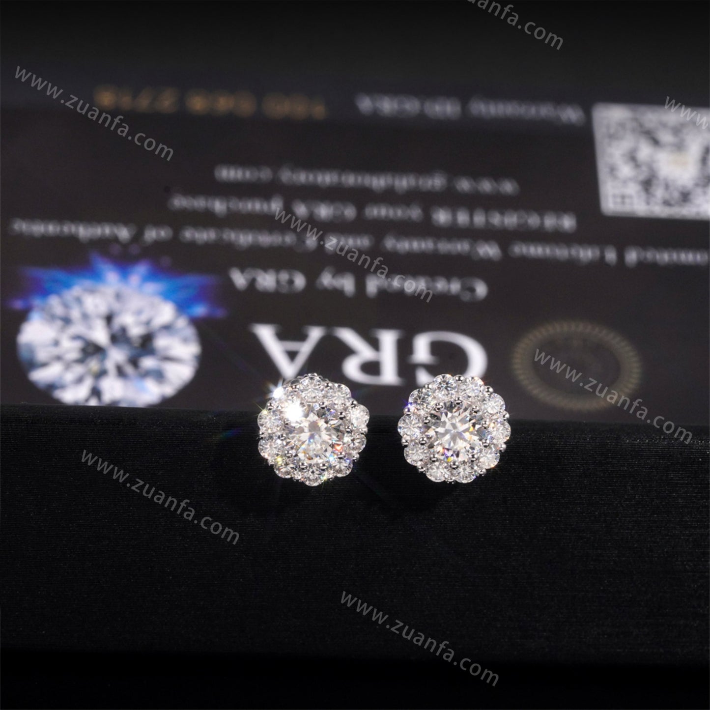 Zuanfa Jewelry Cluster Hip Hop Moissanite Earrings