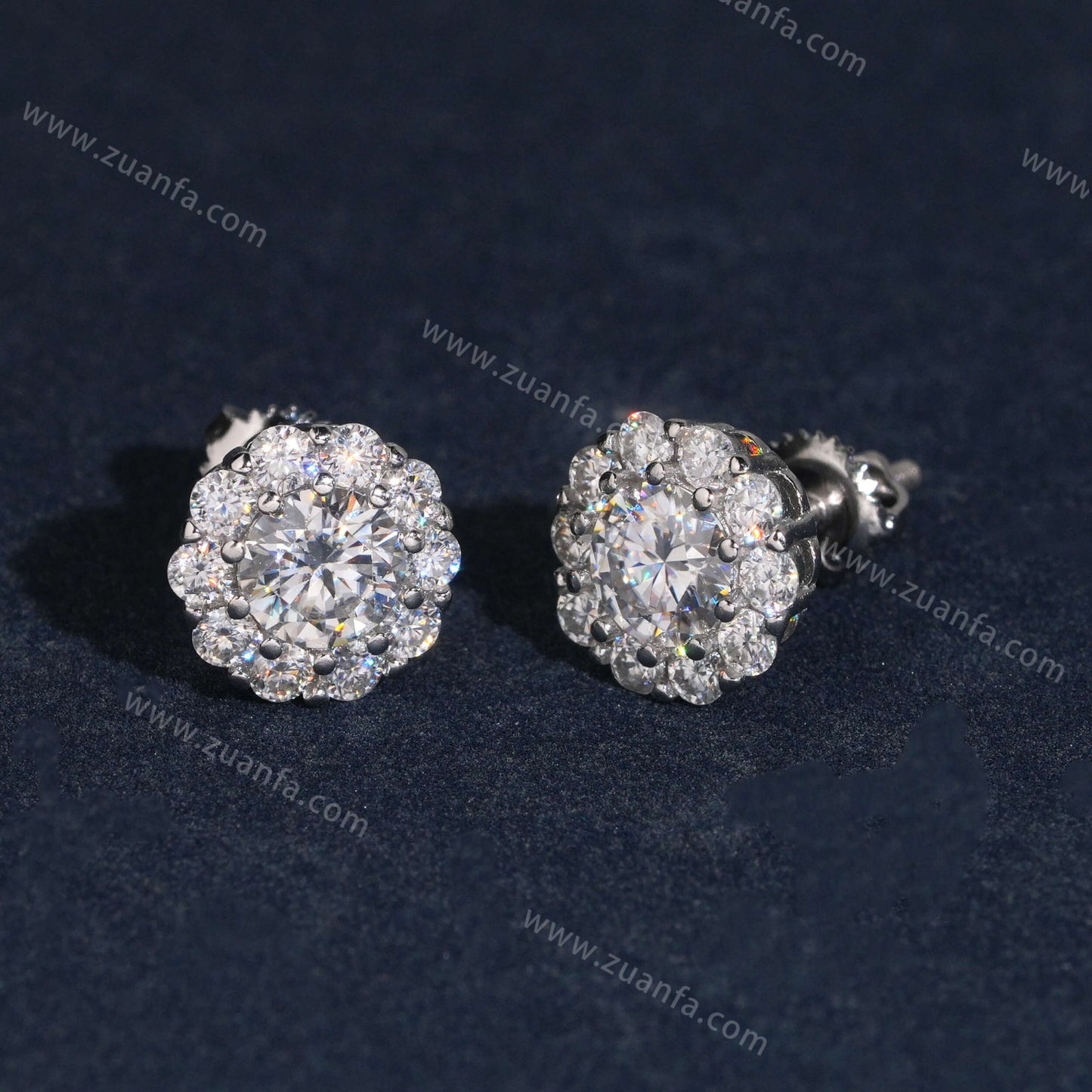 Zuanfa Jewelry Cluster Hip Hop Moissanite Earrings