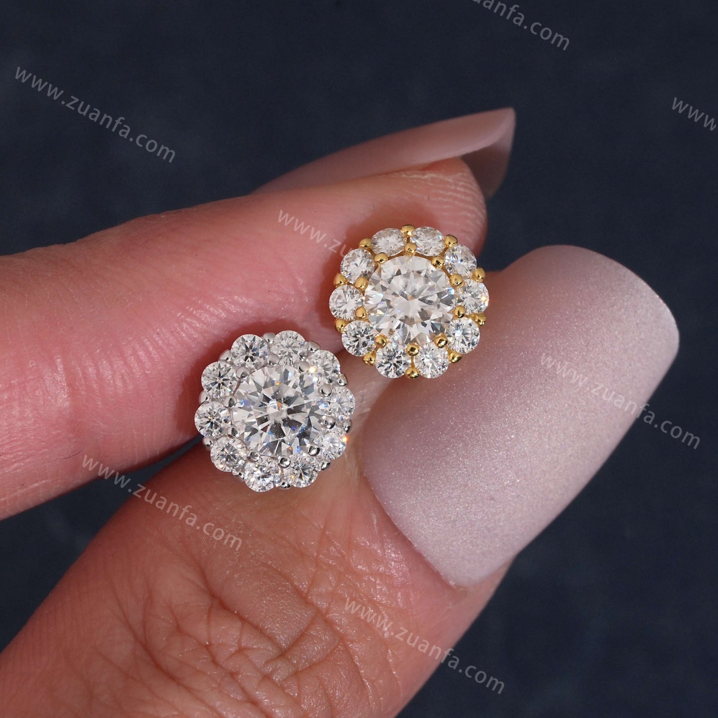 Zuanfa Jewelry Cluster Hip Hop Moissanite Earrings