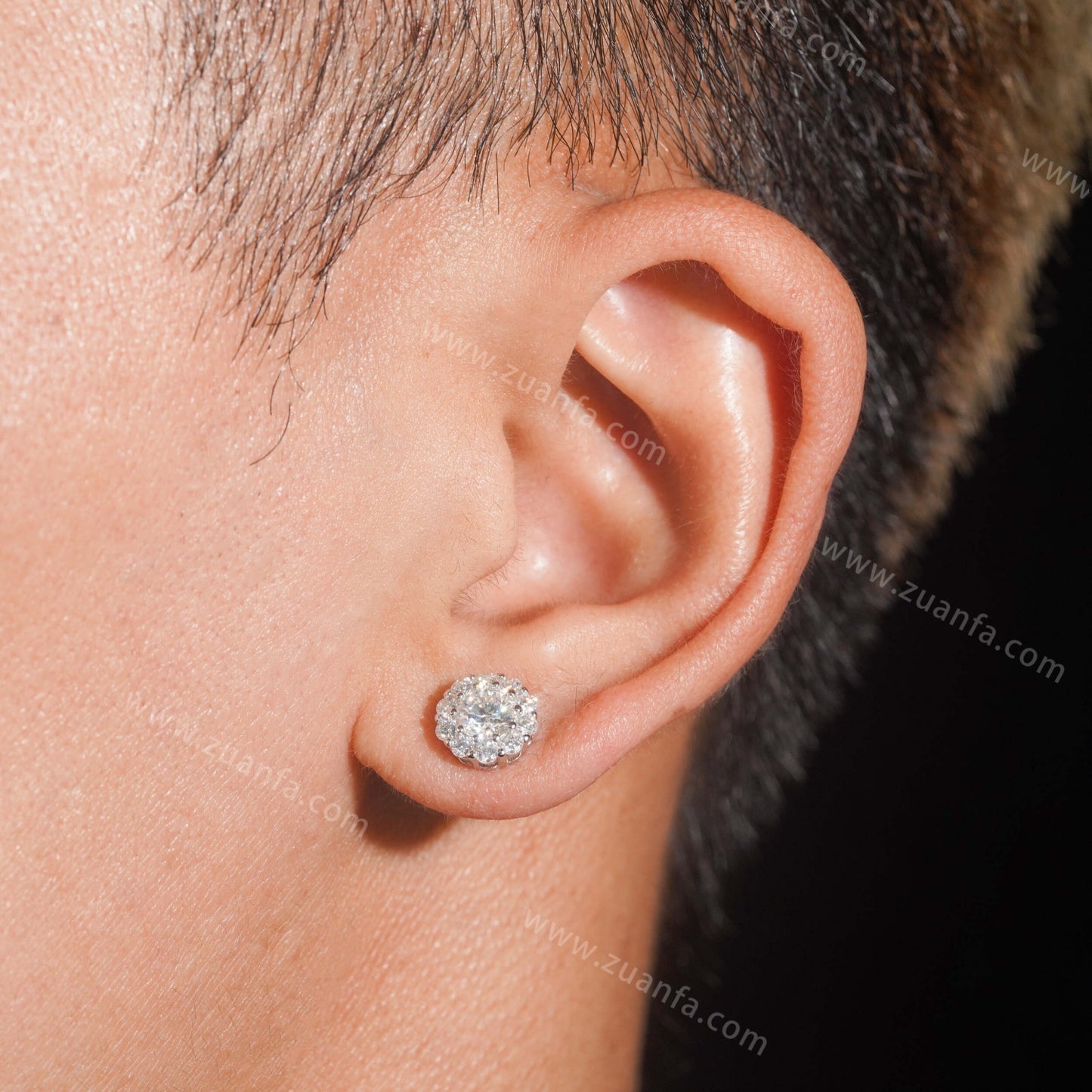 Zuanfa Jewelry Cluster Hip Hop Moissanite Earrings