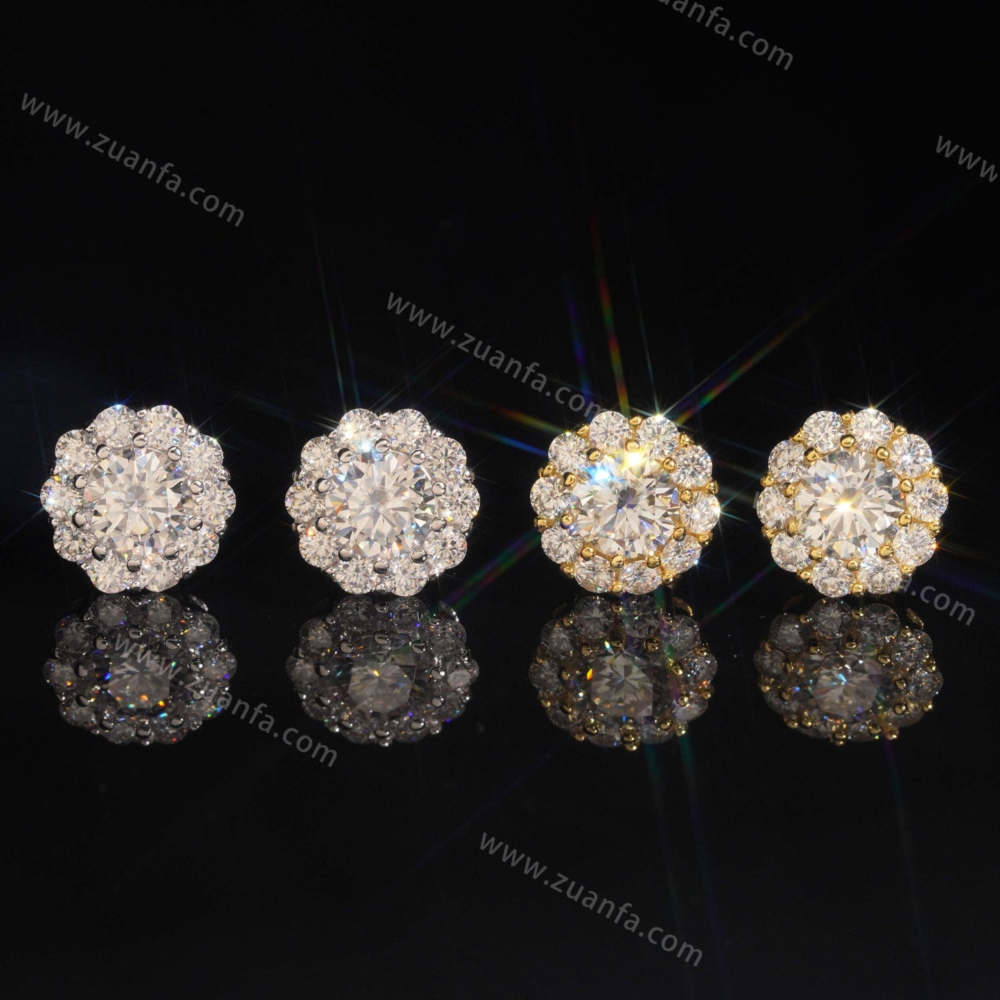 Zuanfa Jewelry Cluster Hip Hop Moissanite Earrings