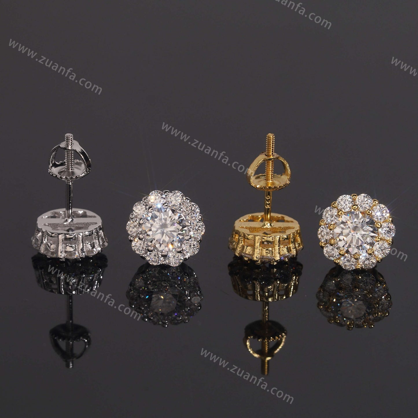 Zuanfa Jewelry Cluster Hip Hop Moissanite Earrings
